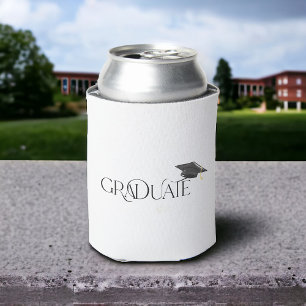Graduate with Graduation Cap on Letter T Can Cooler