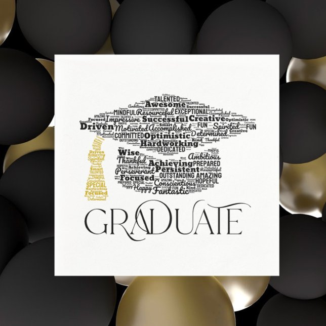 Graduate Words Graduation Cap Party Napkins (Creator Uploaded)