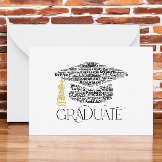Graduate Words Graduation Cap Party Note Card (Creator Uploaded)