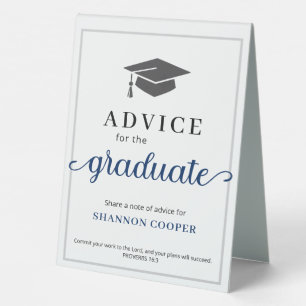 Graduate Words of Advice Black Blue Table Tent
