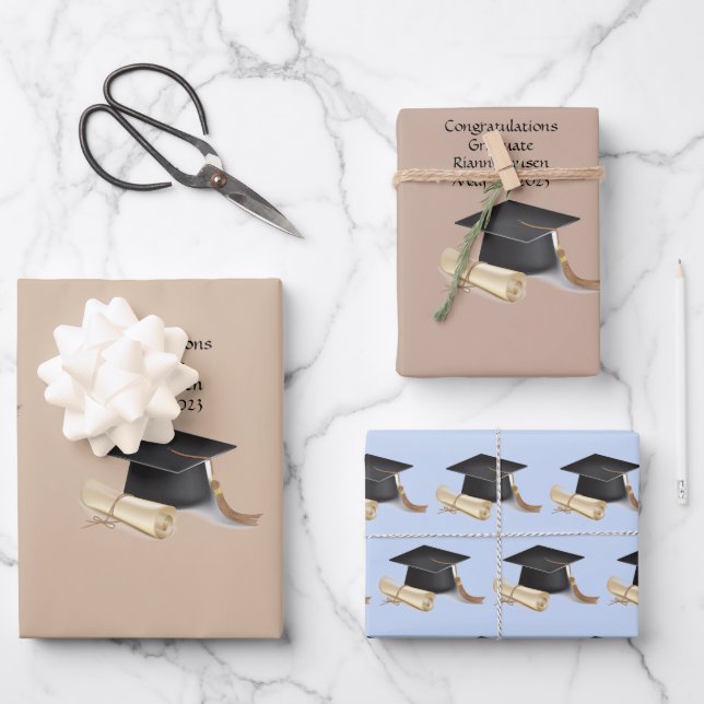 Graduate Wrapping Paper Flat Sheet Set of 3 (Front)