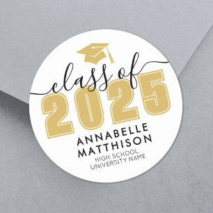 Graduate Yellow Graduation Classic Round Sticker