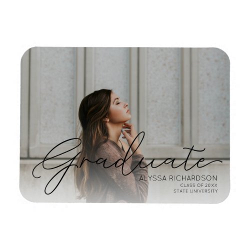 Graduate  Your Photo _ Black Print Magnet v2