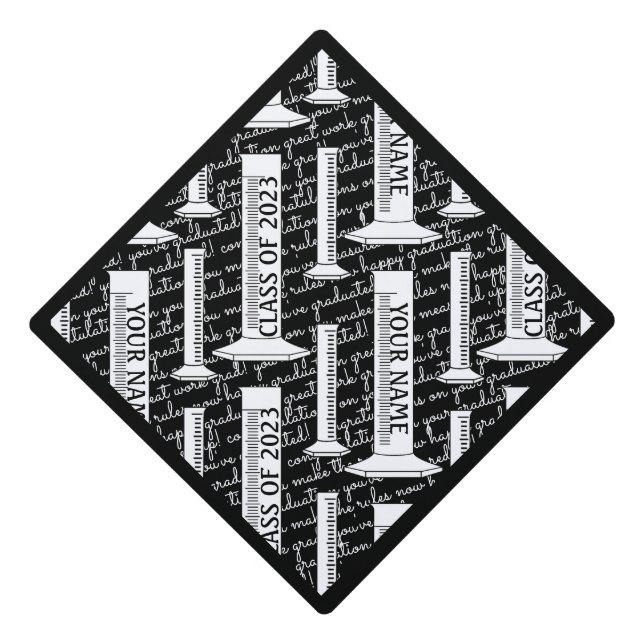 Graduated Cylinder Happy Graduation Tassel Topper (Front)