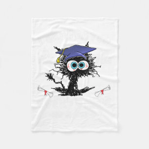 Graduated Funny Black Cat Graduation Last Day Of S Fleece Blanket