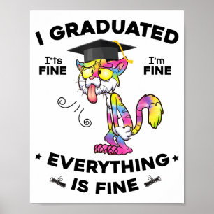 Graduated graduate class 2024 funny black cat poster