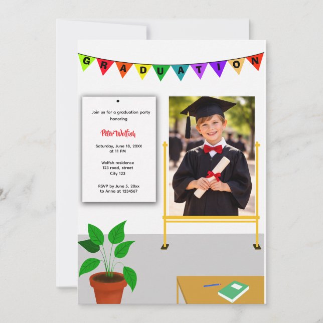 Graduated Kid Happy Class Graduation Invitation (Front)