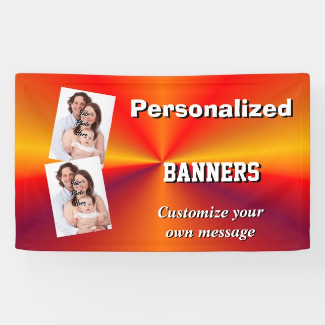 Graduated orange and red photo template banner (Horizontal)