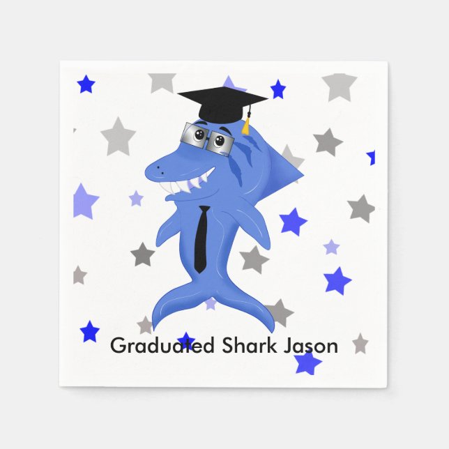 Graduated Shark party Paper Napkins (Front)