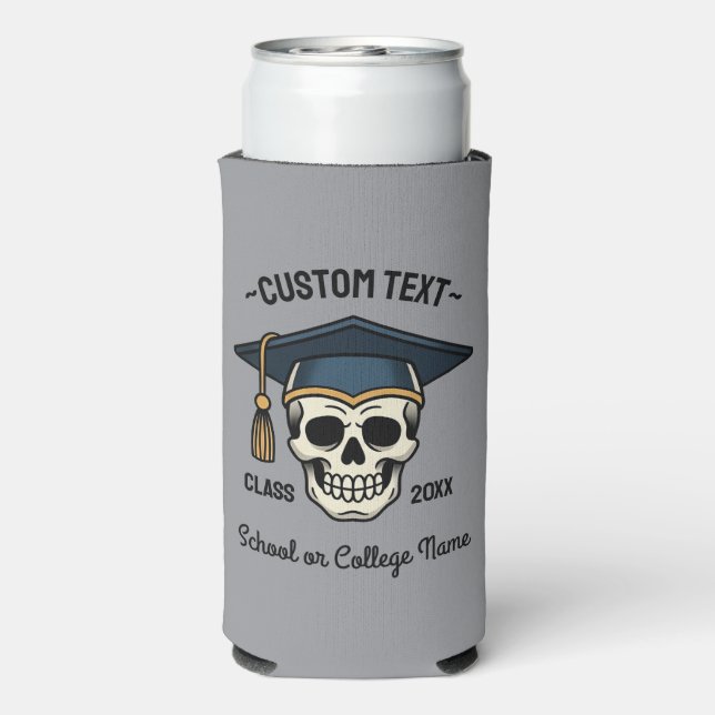 Graduated Skull Custom Name Year School Seltzer Can Cooler (Seltzer Back)