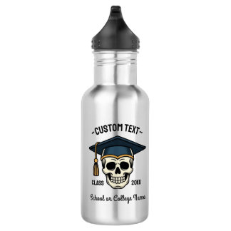 Graduated Skull Custom Name Year School Stainless Steel Water Bottle
