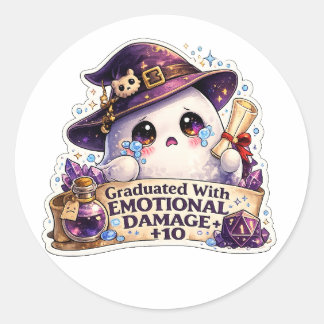 Graduated With Emotional Damage Wizard Ghost Classic Round Sticker