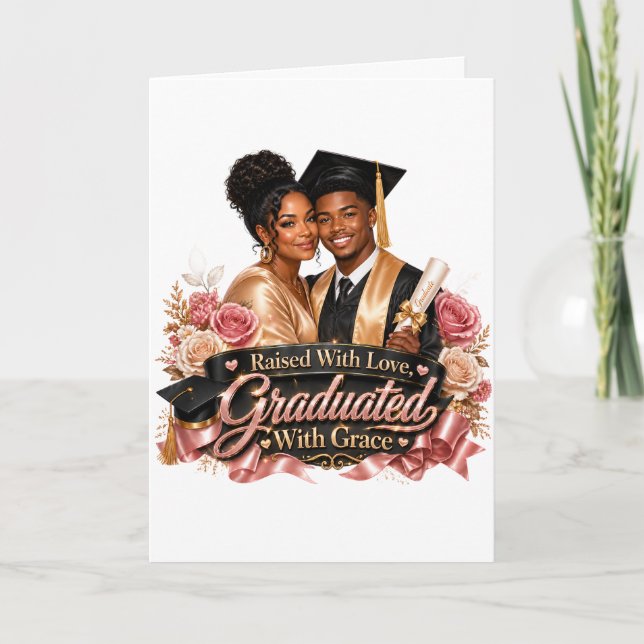  Graduated With Grace Son Folded Greeting Card (Front)