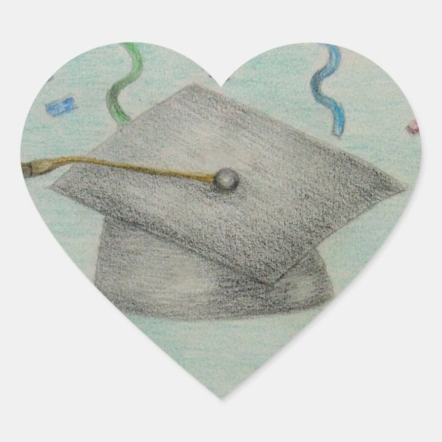 graduateion celebration heart sticker (Front)