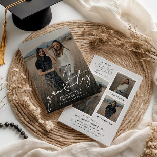 Graduates 4 Photo Collage Joint Graduation Party  Invitation