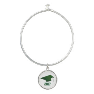 Graduates Green Custom Charm Bangle Bracelet