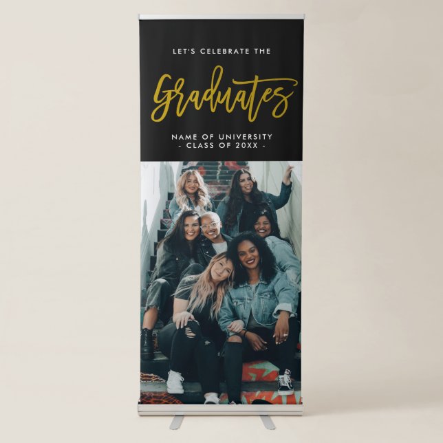 Graduates Group Photo Graduation Party Retractable Banner (Front)