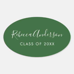 Graduate's Name Class of 2026 Green Oval Sticker