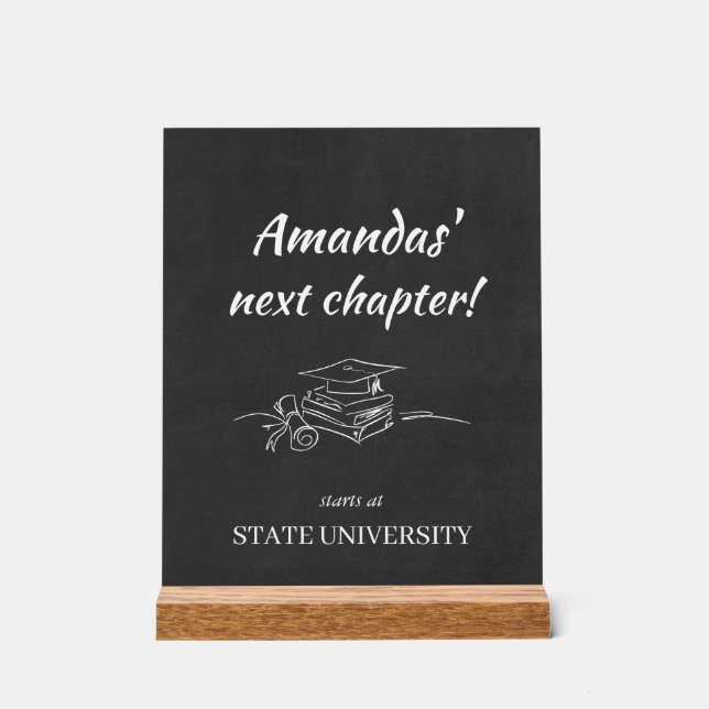 Graduate's Next Chapter Starts at Acrylic Sign (Front)