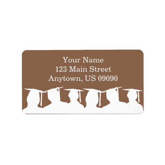Graduates Silhouettes Address Labels (Brown)