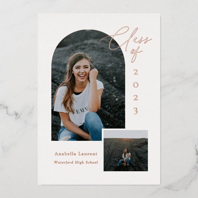 Graduating Class Arch Photo Foil Invitation (Front)