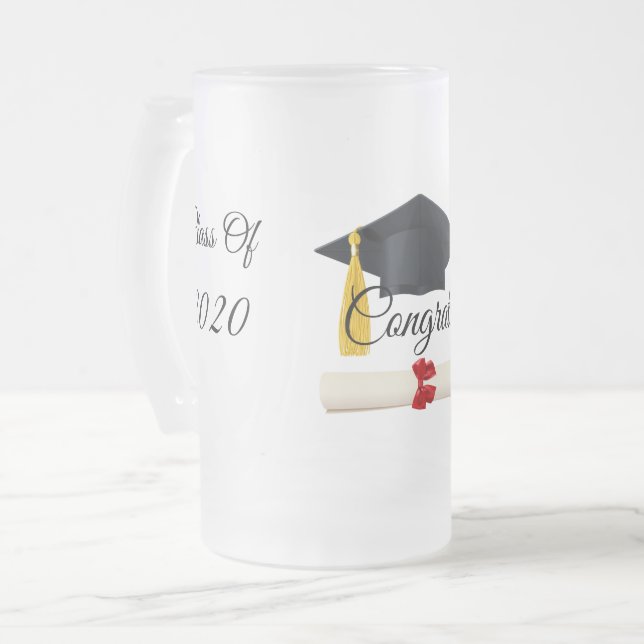 Graduating Class Of 2020 Frosted Glass Beer Mug (Front Left)