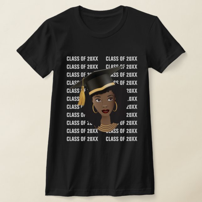 Graduating Class of 20XX, Black Woman T-Shirt (Laydown)