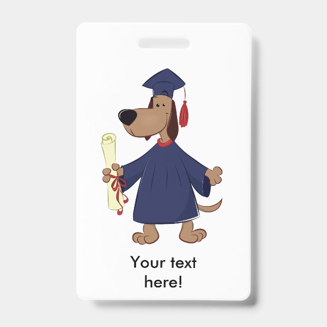 Graduating dog clipart badge (Front)