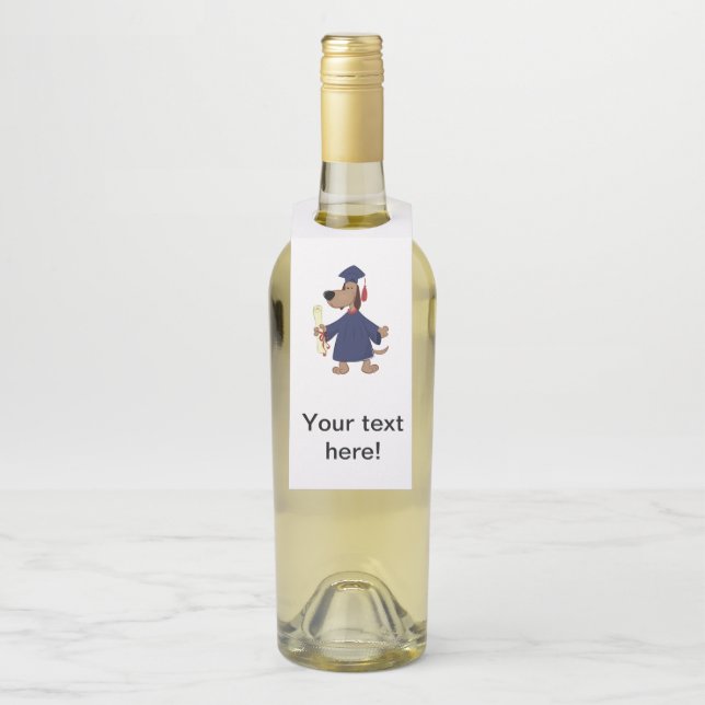 Graduating dog clipart bottle hanger tag (On Bottle)