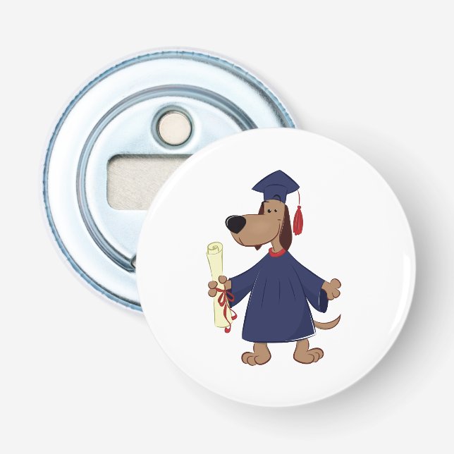 Graduating dog clipart bottle opener (Front)