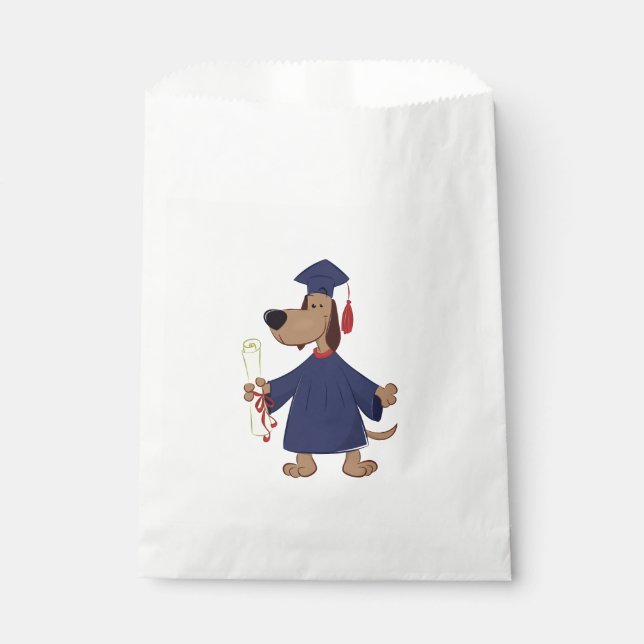 Graduating dog clipart favor bag (Front)