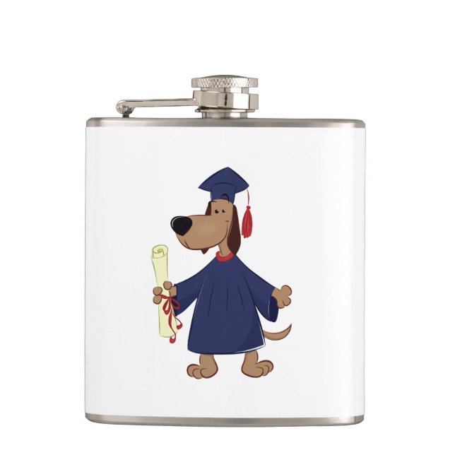 Graduating dog clipart flask (Front)