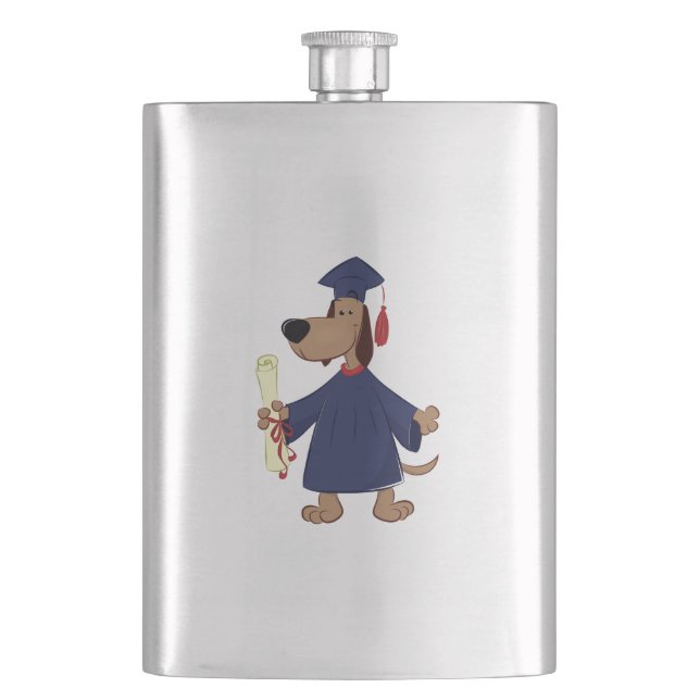 Graduating dog clipart flask (Front)