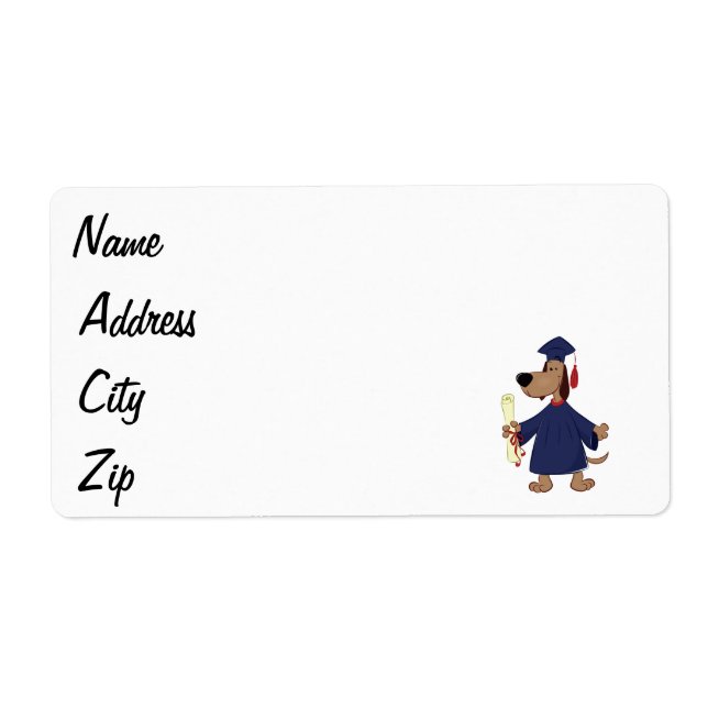 Graduating dog clipart label (Front)