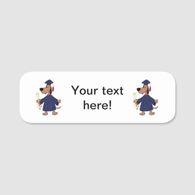 Graduating dog clipart name tag (Front)