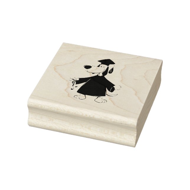 Graduating dog clipart rubber stamp (Stamp)