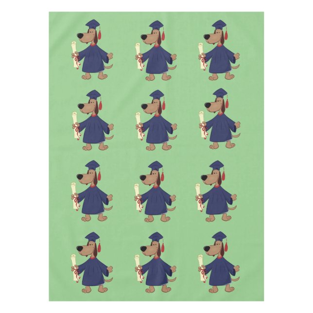 Graduating dog clipart tablecloth (Front)