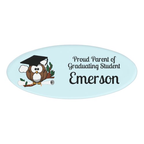 Graduating Owl Graduation  Name Tag