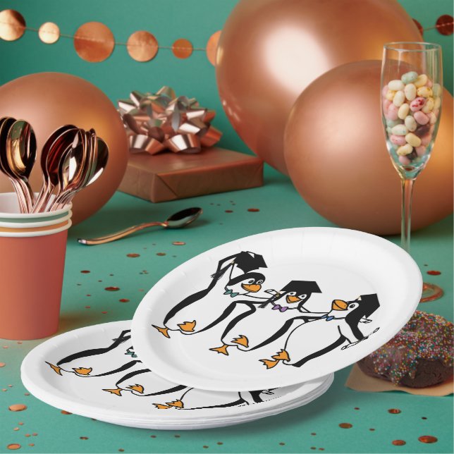 Graduating Penguins Paper Plates (Multi)