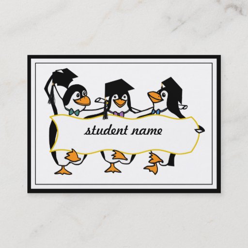 Customizable Cute Cartoon Graduating Penguins w/Banner Business Cards