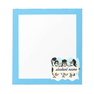 Graduating Penguins w/Banner Notepad