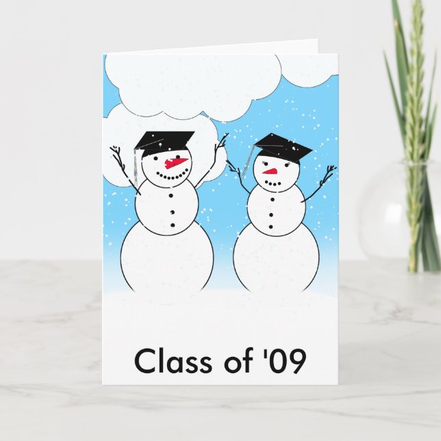 Graduating Snowmen Holiday Card (Front)