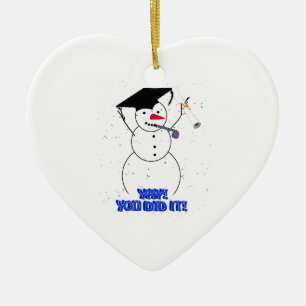 Graduating Snowmen - YAY! You did it! Ceramic Ornament