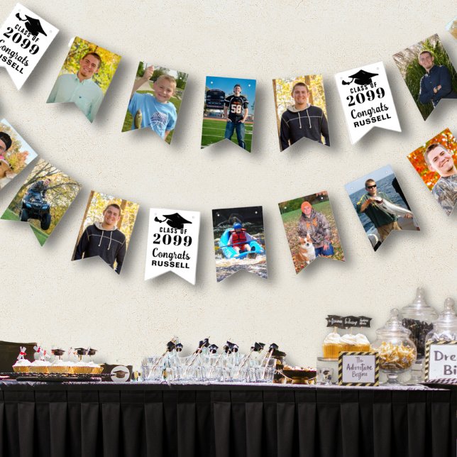 Graduation 12 Photos Class Year Congrats Name Bunting Flags (Creator Uploaded)