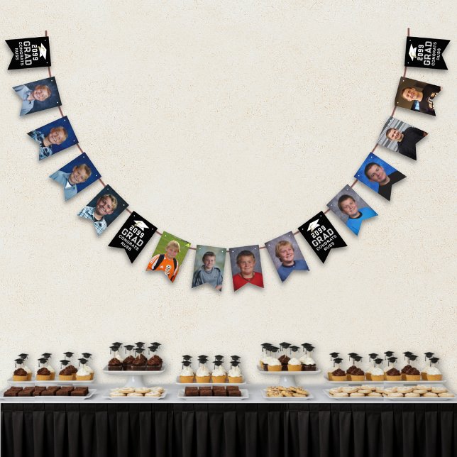 Graduation 12 Photos Class Year Custom Color Bunting Flags (Creator Uploaded)