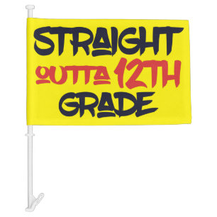 Graduation 12th Grade Funny Car Parade Flag