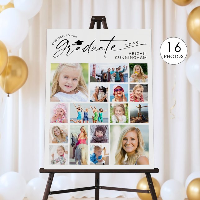 Graduation 16 Photo Collage Script Graduate Foam Board (Creator Uploaded)
