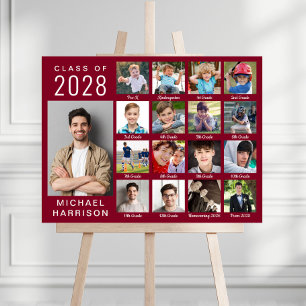 Graduation 17 Photo Collage Burgundy Red Foam Board