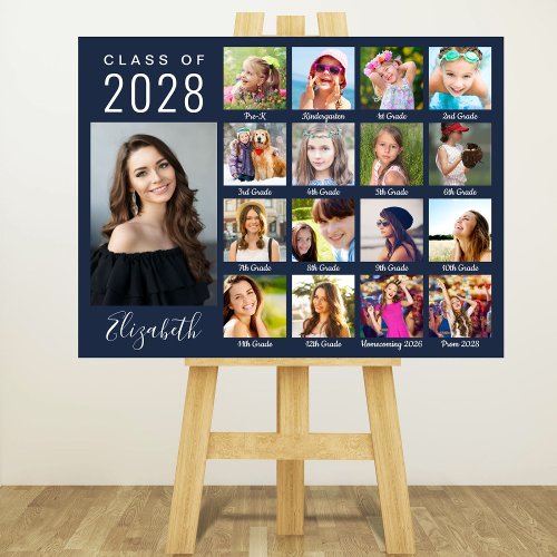 Graduation 17 Photo Collage Script Blue Foam Board