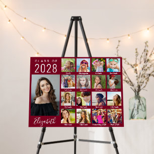 Graduation 17 Photo Collage Script Burgundy Foam Board
